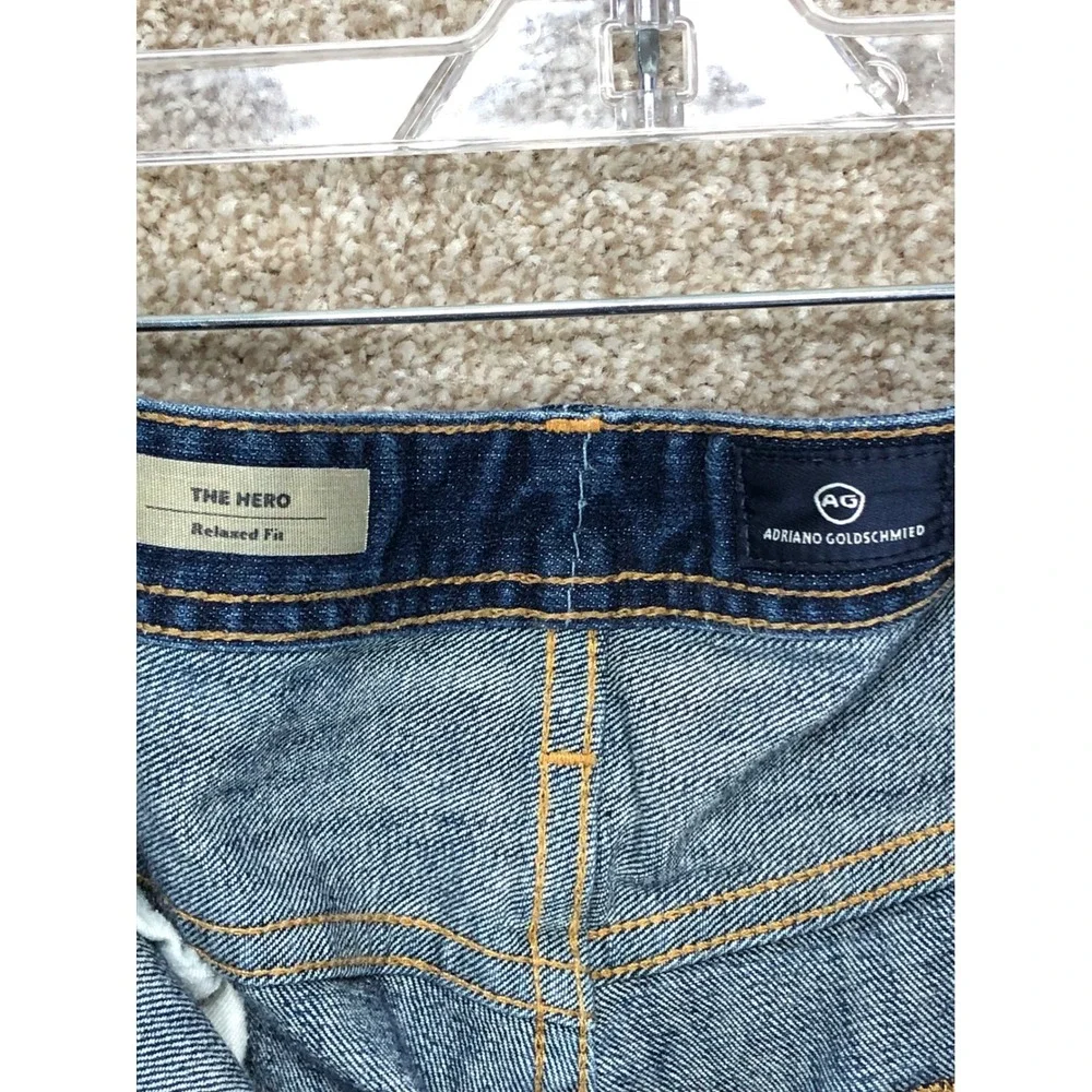 AG Adriano Goldschmied The Hero Relaxed Fit Jeans Men 36x31 Blue Dark Wash Denim